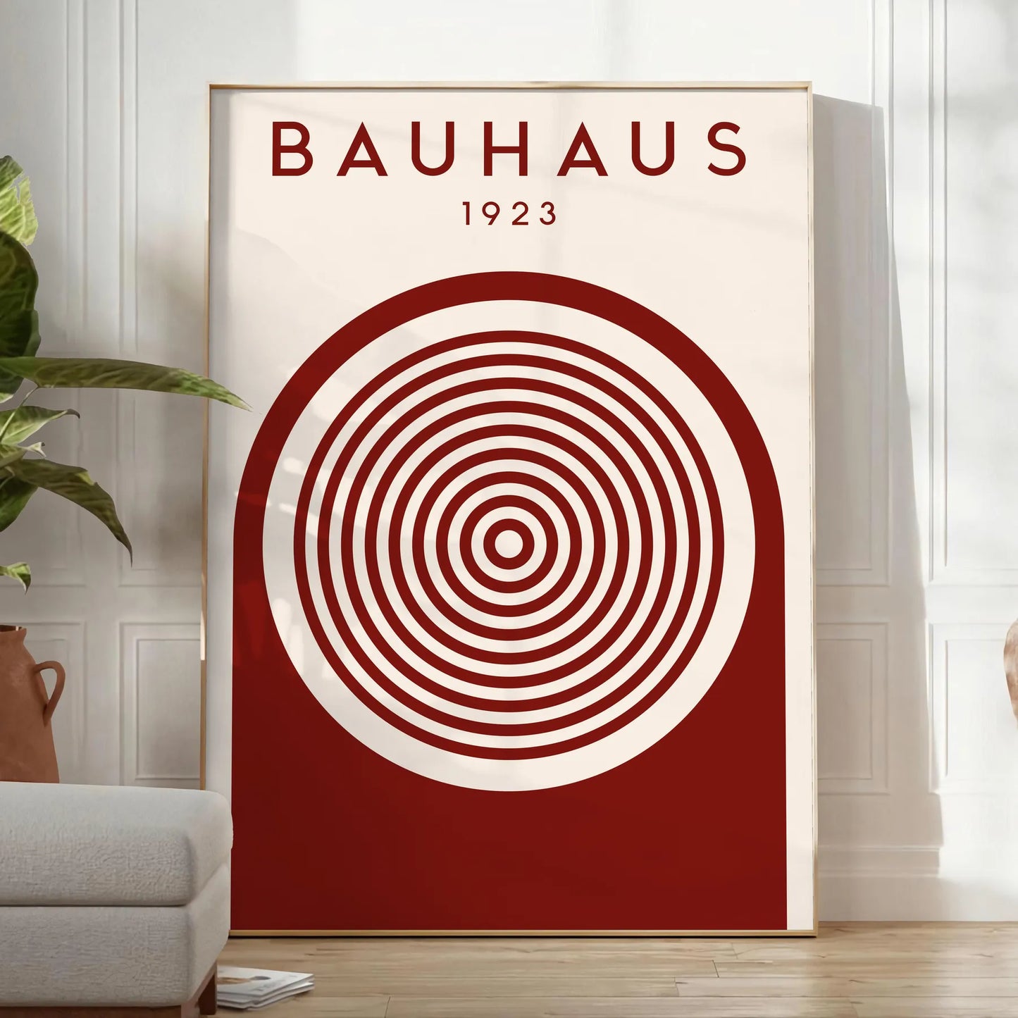 space trendy Bauhaus art prints stylish gray brown hues poster modern touch room wall unique gift sleek design sure frame perfect style