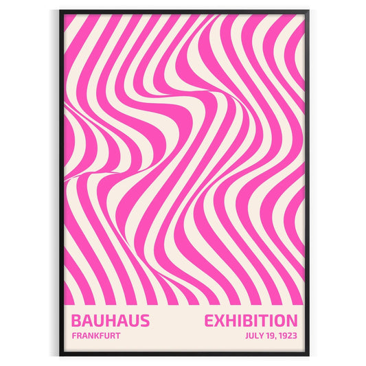 space Bauhaus poster vintage style artwork striking blend brown pink hues unique wall art perfect gift lover unframed options best decor needs