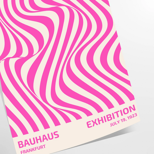 space Bauhaus poster vintage style artwork striking blend brown pink hues unique wall art perfect gift lover unframed options best decor needs