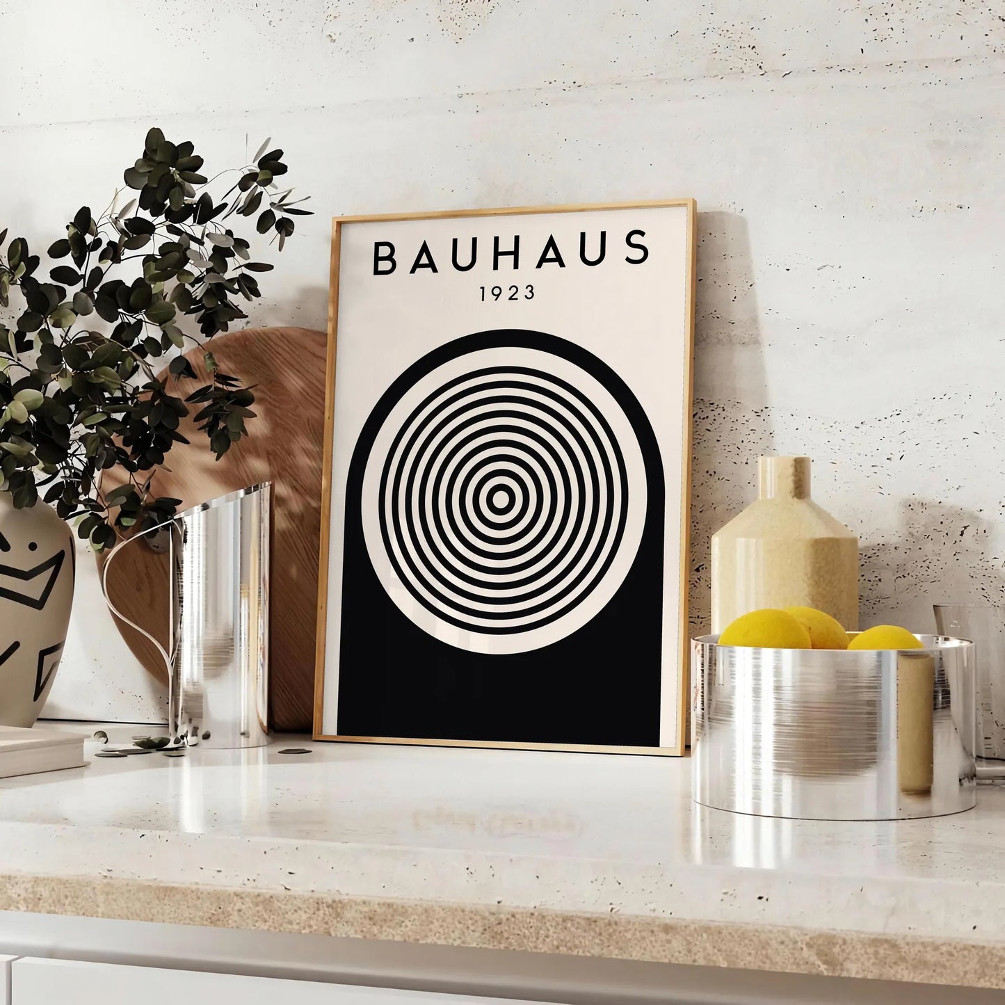 space Bauhaus poster captivating tribute modern design stunning wall art print bold geometric patterns vibrant colors perfect gift enthusiasts versatile sizes A4 cm A0