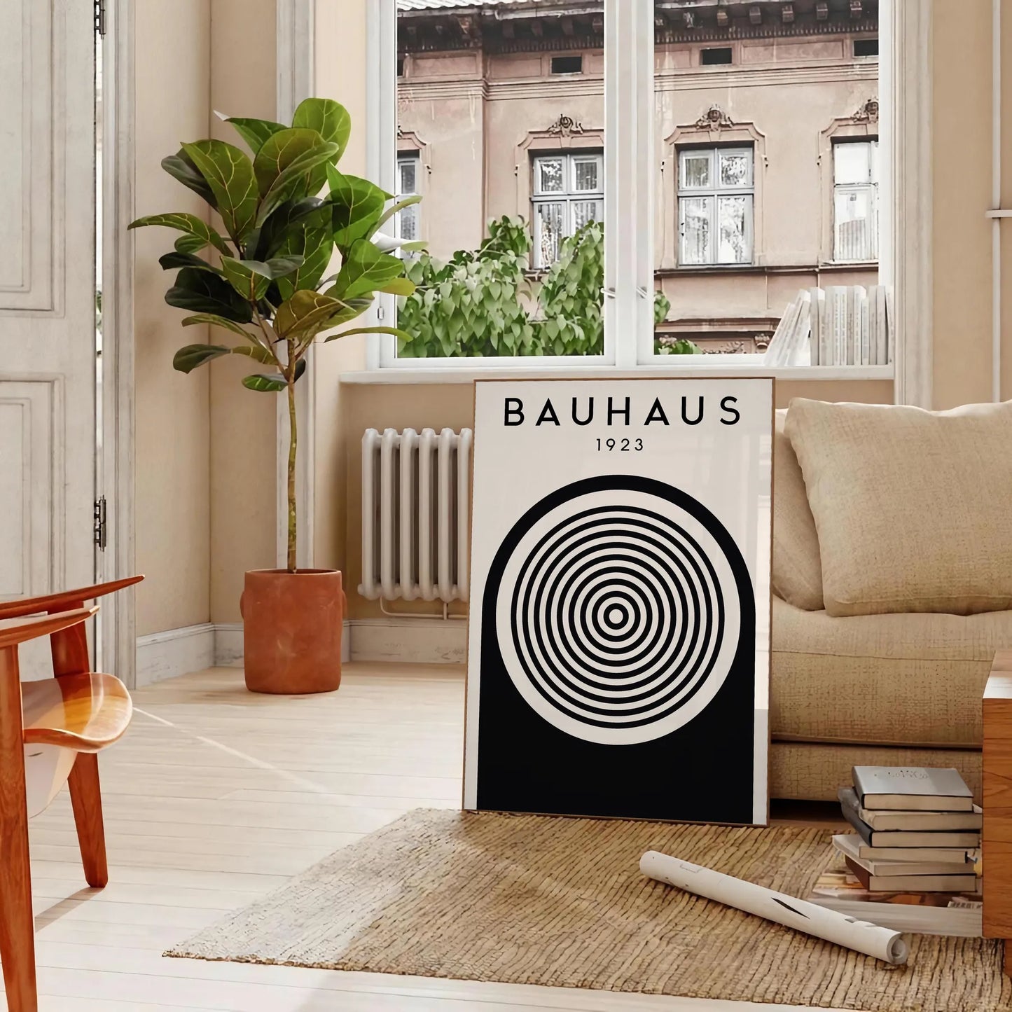 space Bauhaus poster captivating tribute modern design stunning wall art print bold geometric patterns vibrant colors perfect gift enthusiasts versatile sizes A4 cm A0