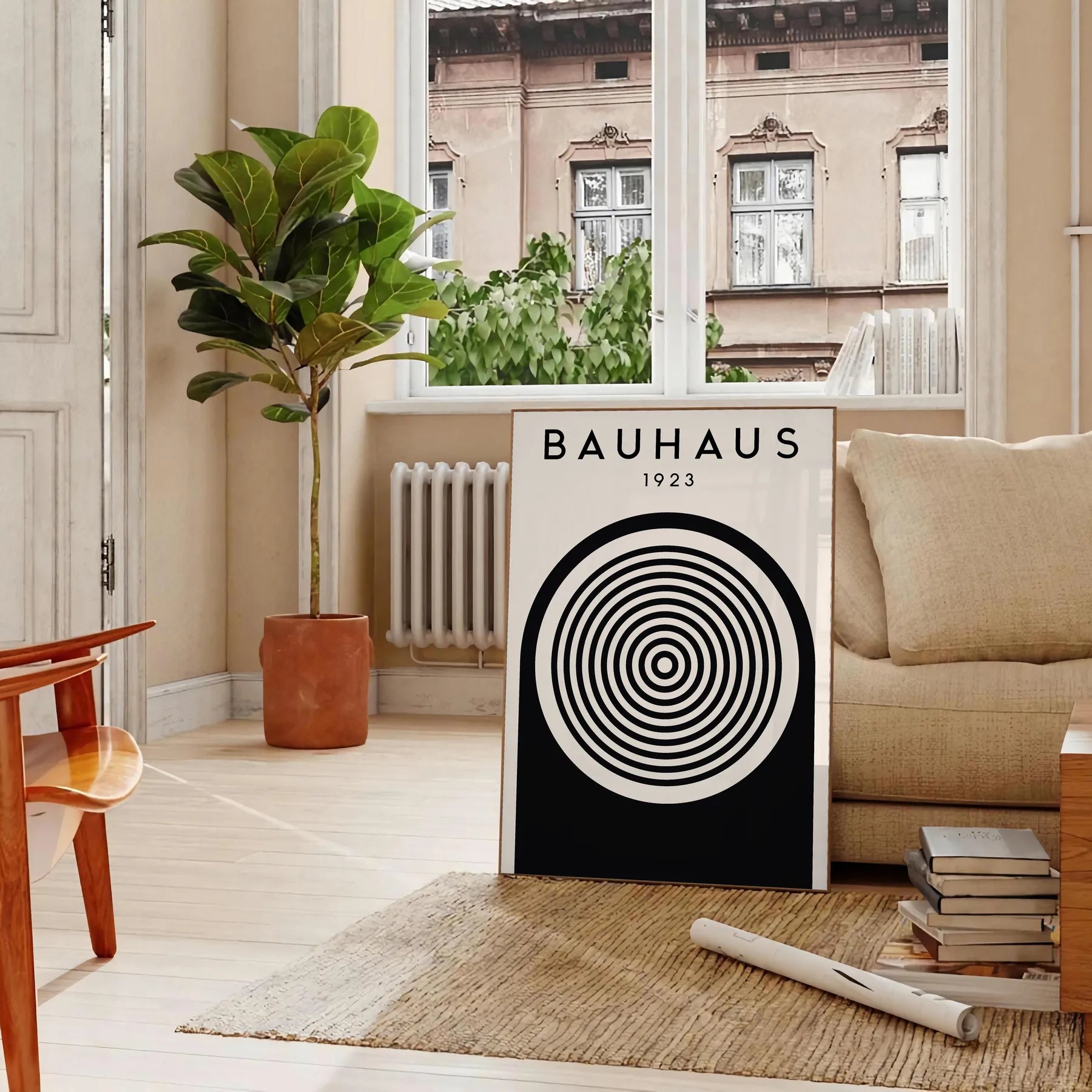 space Bauhaus poster captivating tribute modern design stunning wall art print bold geometric patterns vibrant colors perfect gift enthusiasts versatile sizes A4 cm A0